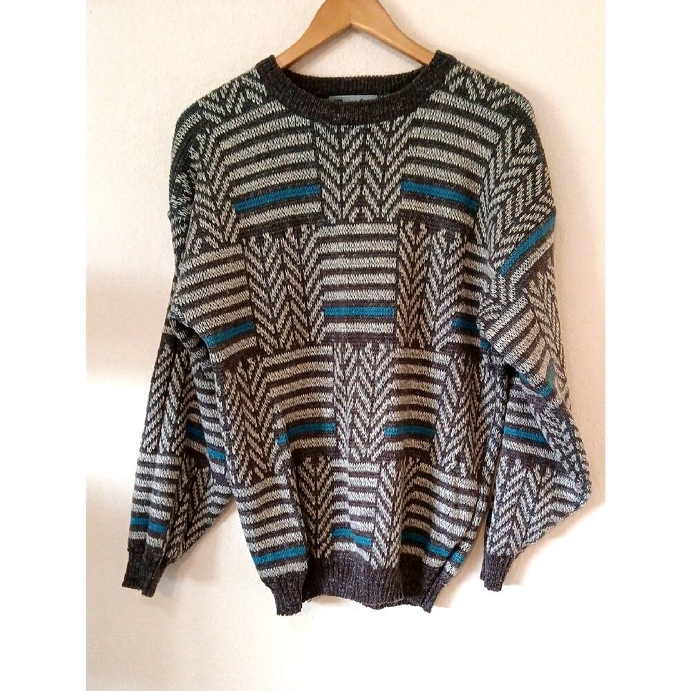 Vintage Zeppelin Men's Patterned Sweater 80s 90s
